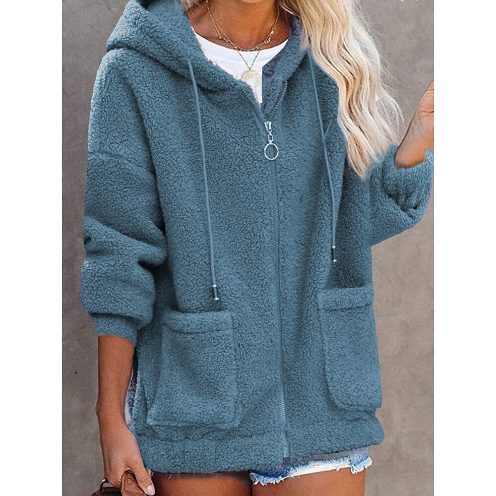 Damen Zip -up -Hoodie Sweatshirt Polyester Strasse Alltagskleidung Patchwork Brautkleider schlicht Kapuzenpullover Langarm Mikro-elastisch Herbst Winter Lightinthebox