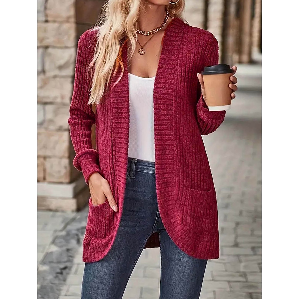 Damen Freizeitjacke Outdoor Tasche Feste Farbe Windundurchlässig Modisch Regular Fit Oberbekleidung Langarm Herbst Rote S Lightinthebox