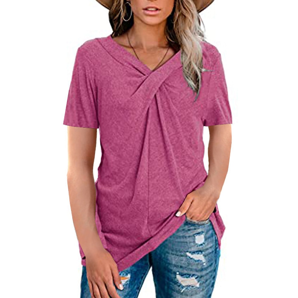 Damen T Shirt Täglich Elegant Kurzarm Schwarz Sommer Lightinthebox