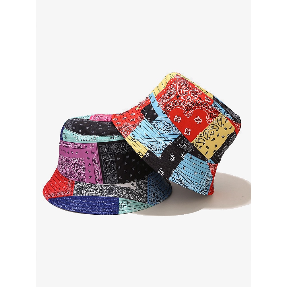 Bunter Patchwork-Bandana-Bucket-Hut für Herren und Damen - wendbarer Sommerhut mit Retro-Paisley-Print für Outdoor-Mode Lightinthebox