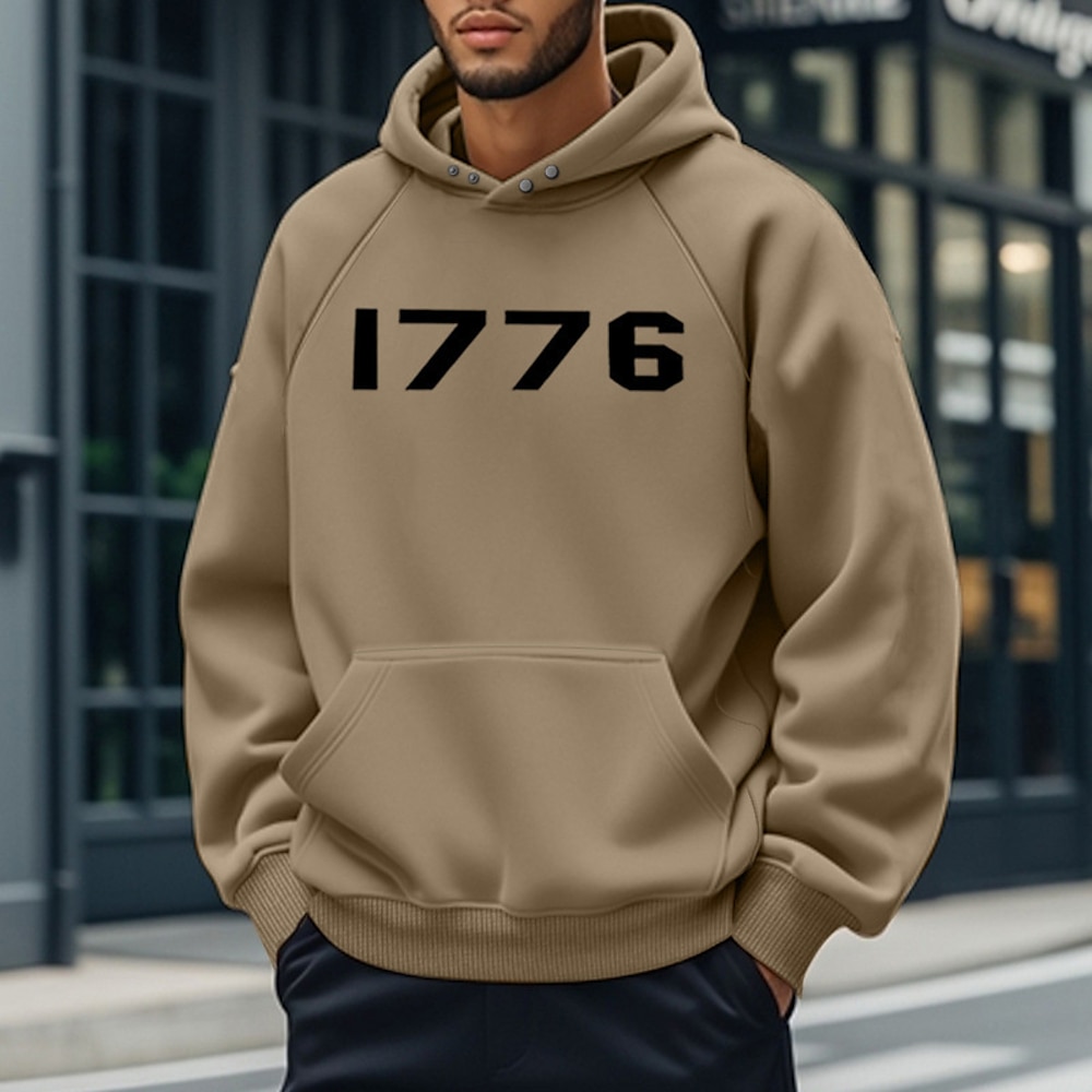 Herren Hoodie Sweatshirt Kapuze Schwarz Wein Khaki Hellgrau Dunkelgray Mit Kapuze Bedruckt Tasche Sport Natur Täglich Festtage Polyester Strassenmode Basic Brautkleider schlicht Frühling Herbst Lightinthebox