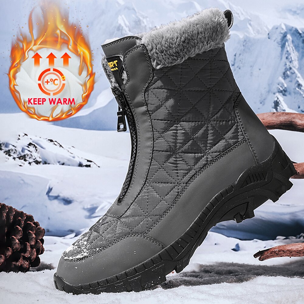 isolierte Winter-Schneestiefel für Herren mit Fellfutter und Reißverschluss - wasserdichtes und rutschfestes Outdoor-Schuhwerk Lightinthebox