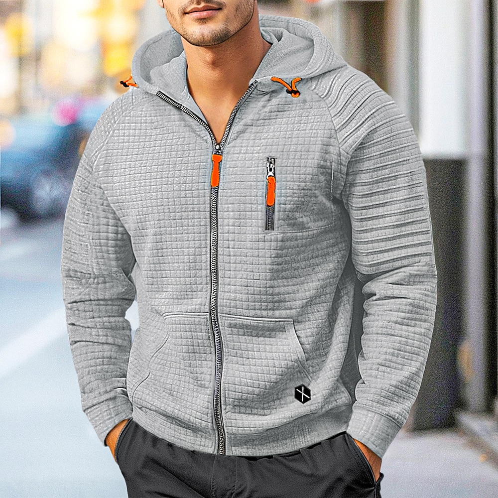 Herren Kapuzenpullover mit Waffelmuster Taktischer Kapuzenpullover Schwarz Hellgrün Khaki Mit Kapuze Glatt Zip Tasche Arbeit Sport Natur Casual Strassenmode Basic Brautkleider schlicht Frühling Lightinthebox