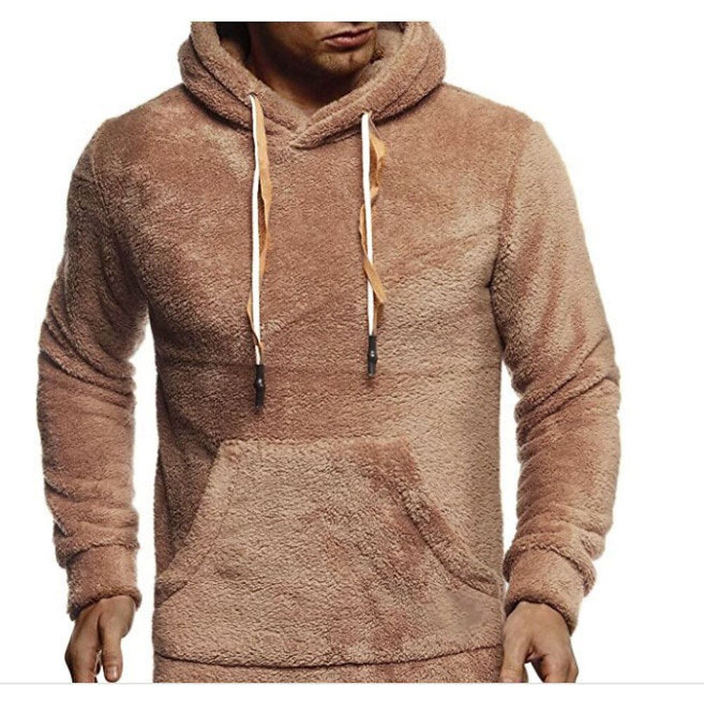 Herren Hoodie Sweatshirt Kapuze Fleece-Hoodie Marineblau Khaki Mit Kapuze Glatt Patchwork Sport Natur Casual Täglich Polyester Strassenmode Brautkleider schlicht Herbst Winter Bekleidung Lightinthebox