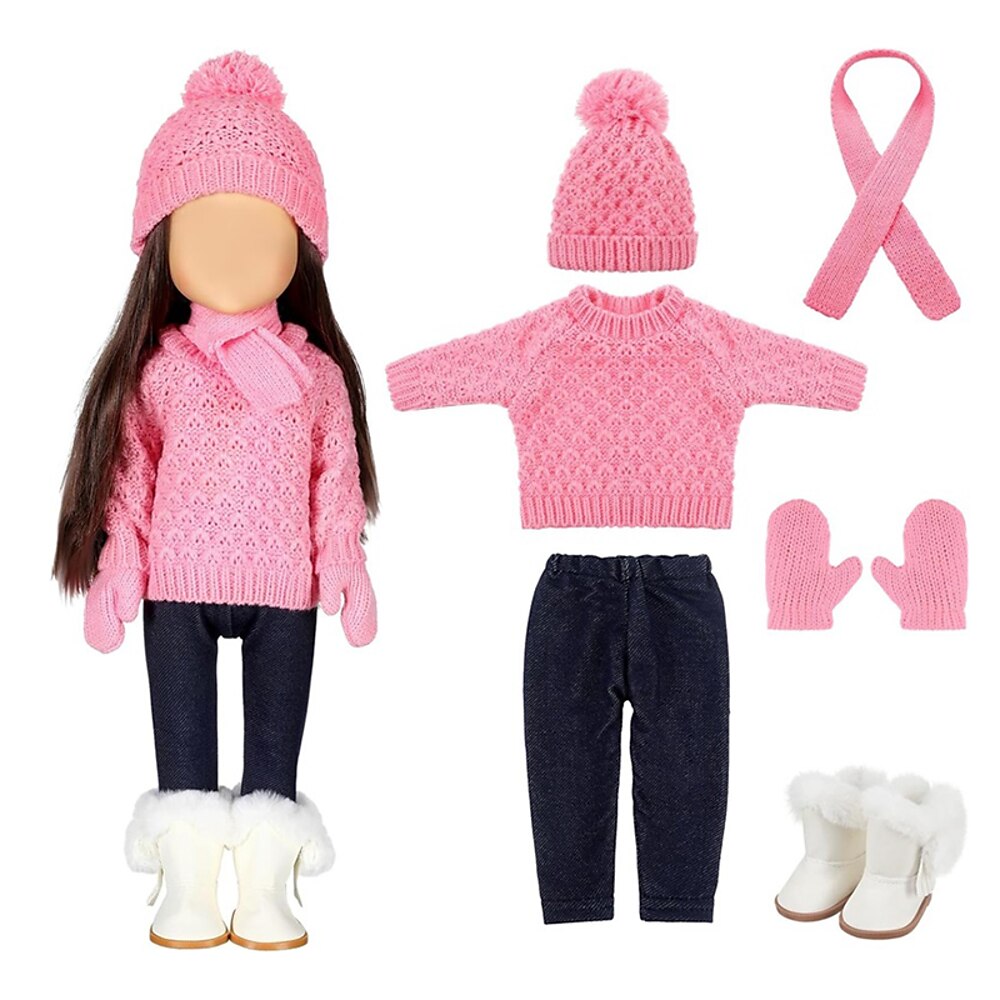 Weihnachtskleidung und Accessoires für 18-Zoll-Puppen, Winter-Puppen-Outfits-Set, Pullover, Hosen, Mützen, Schuhe für 18-Zoll-Puppen, Geschenke (ohne Puppe) Lightinthebox