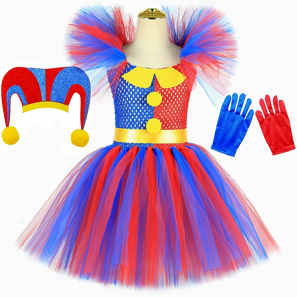 Zirkus Clownsmaske Clown Pomni Faschingskostüme Austattungen Kostüm Kinder Mädchen Cosplay Leistung Party Bühne Karneval Einfaches Karnevalskostüm Lightinthebox