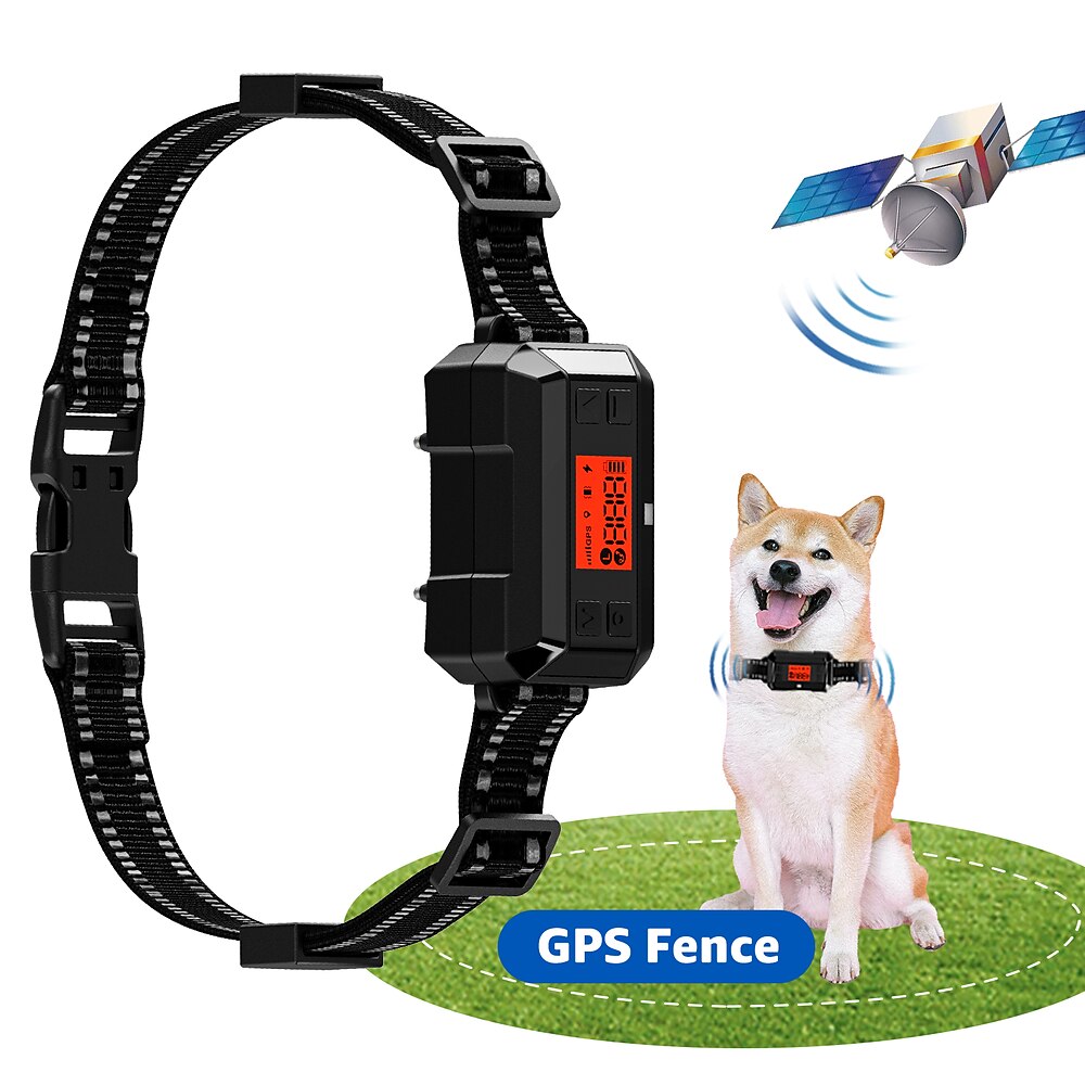 GPS-elektrischer Hundezaunhalsband, tragbar, kabellos, aktualisiert, KI-Szenenerkennung, Hundezaun, einstellbare Warnstärke, Radius 33-999 Yards, wiederaufladbar, intelligent, elektrisch Lightinthebox