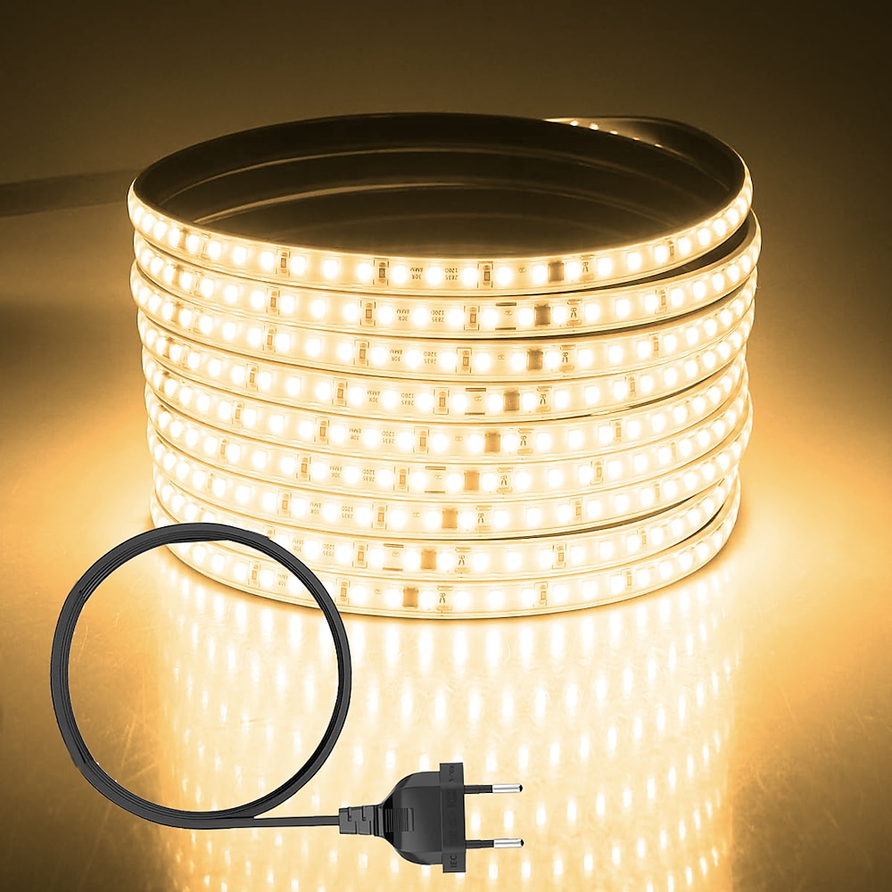 Wasserdichter LED-Lichtstreifen für den Außenbereich, flexibles Lichtband, 120 LEDs/m, mit EU-, UK-, AU-Stecker, kein Treiber erforderlich, mehrere Farben, perfekt für den Innen- und Außenbereich, Wechselstrom 220-240V, 1Stk. Lightinthebox