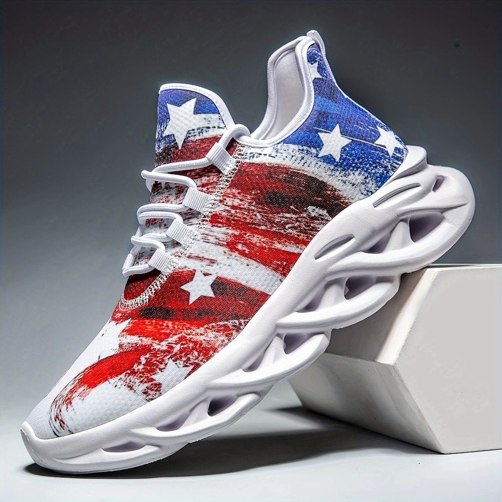 Patriotische Herren-Sneaker - USA-Flaggen-Design mit atmungsaktivem Mesh-Obermaterial, leicht gepolsterter Sohle für Sport und Alltag Lightinthebox