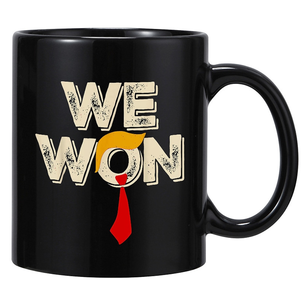 Trump Vance 330 ml schwarze Keramiktasse - „We Won" Maga-Kaffeetasse, patriotisches Weihnachtsgeschenk für Trump- und GOP-Anhänger Lightinthebox