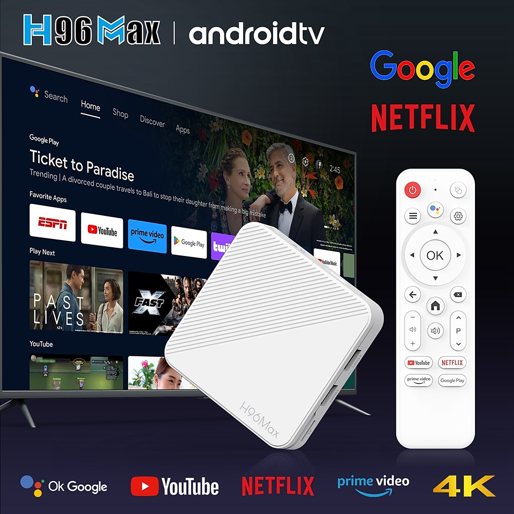 H96 Max H313 Android 14 4K Smart TV Box HD Original günstigste Android 14 ATV Version Bluetooth Sprachfernbedienung WLAN 6 60fps Set-Top-Box Lightinthebox