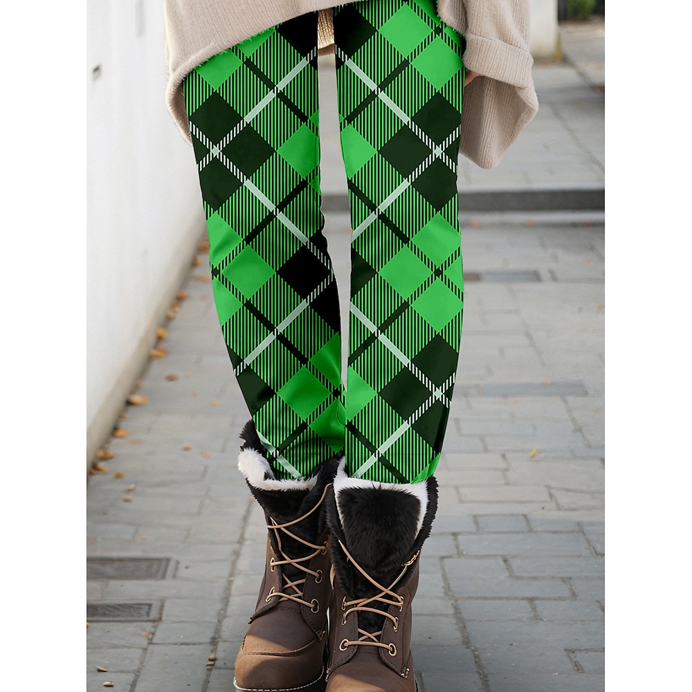 Damen Leggins Plaid In voller Länge Grün Herbst Lightinthebox