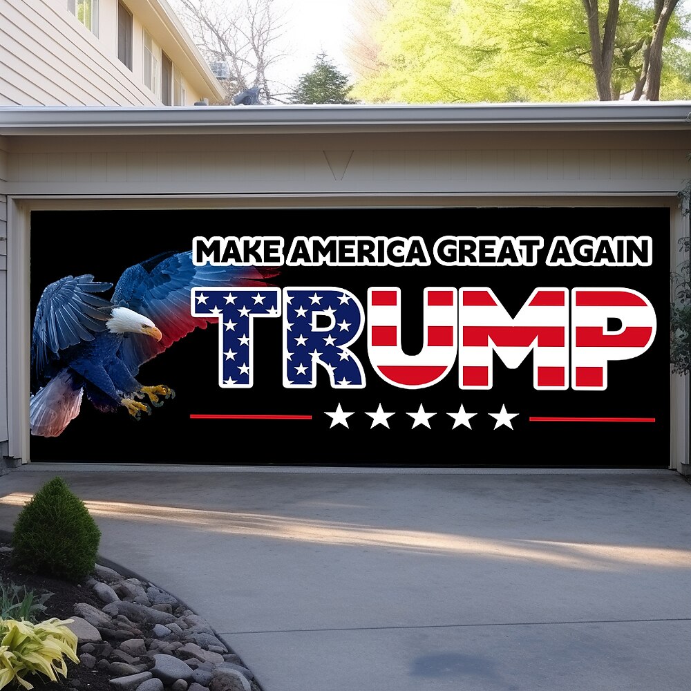 Trump Take America Hintertürdekorationen Garagentorabdeckung Geschenk Outdoor-Banner große Kulisse für Outdoor-Garagentor-Heimwanddekorationen Lightinthebox