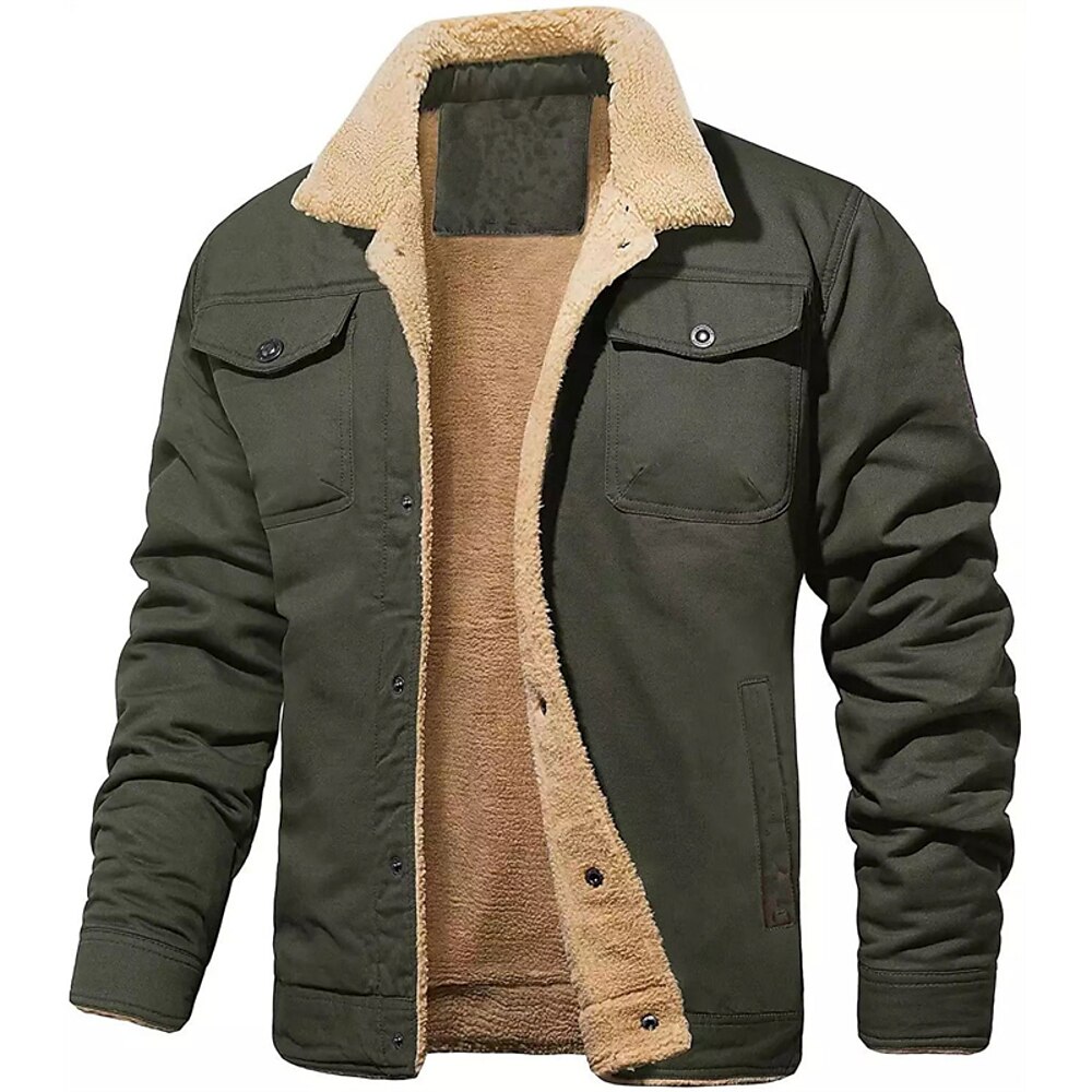 Herren Winterjacke Fleecejacke Freizeitjacke Täglich Urlaub warm Tasche Vlies Herbst Winter Glatt Modisch Strassenmode Kargen Standard Schwarz Gelb Armeegrün Dunkelblau Dunkelgray Jacken Lightinthebox