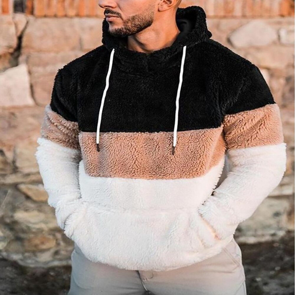 Herren Hoodie Sweatshirt Kapuze Fleece-Hoodie Orange Grau Mit Kapuze Farbblock Patchwork Sport Natur Casual Täglich Polyester Strassenmode Brautkleider schlicht Herbst Winter Bekleidung Lightinthebox