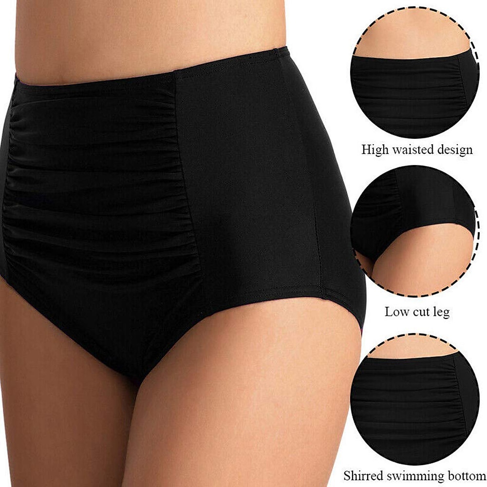 Damen Bikinihose mit Bauchkontrolle, einfarbig, für den Urlaub Lightinthebox