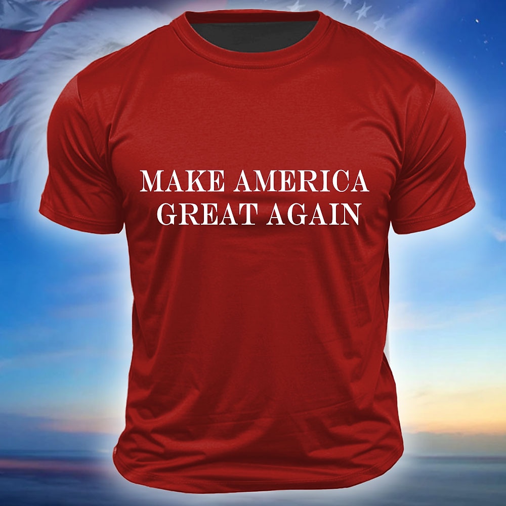 Herren Trump T-Shirt Make America Great Again Kurzarm T-Shirt 3D-Druck Rundhalsshirt Mode Athleisure Street Sport Outdoor Alltag Schwarz Rot Sommer Frühling Kleidung Bekleidung S M L XL XXL XXXL Lightinthebox