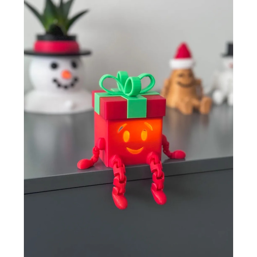 3D-gedrucktes Weihnachtsornament mit beweglichen Beinen, Tischdekoration für die Feiertage, optional LED-Licht, perfektes Weihnachtsgeschenk Lightinthebox