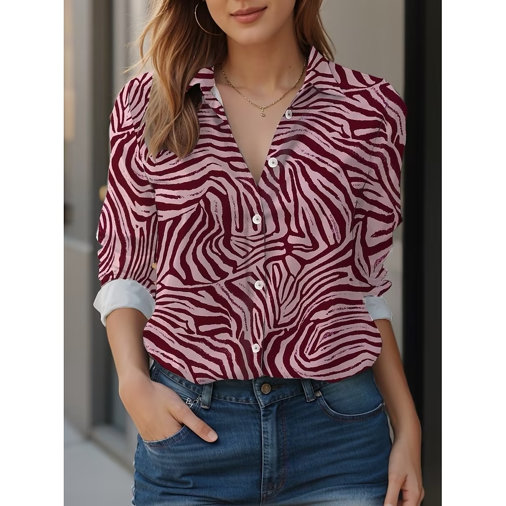 Damen Zebra-Print Langarmshirt rosa Frühling Herbst Lightinthebox