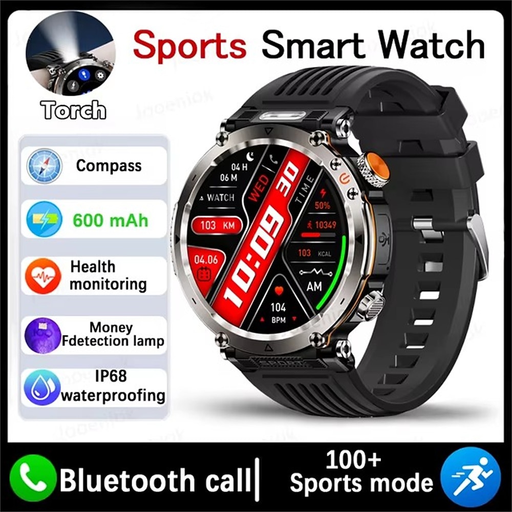 ht30 Smart Watch Robuste Militäruhr für Herren, 1,7 Zoll, 600 mAh Akku, Kompass, Sport-Fitnessuhr, Bluetooth-Anruf-Smartwatch Lightinthebox