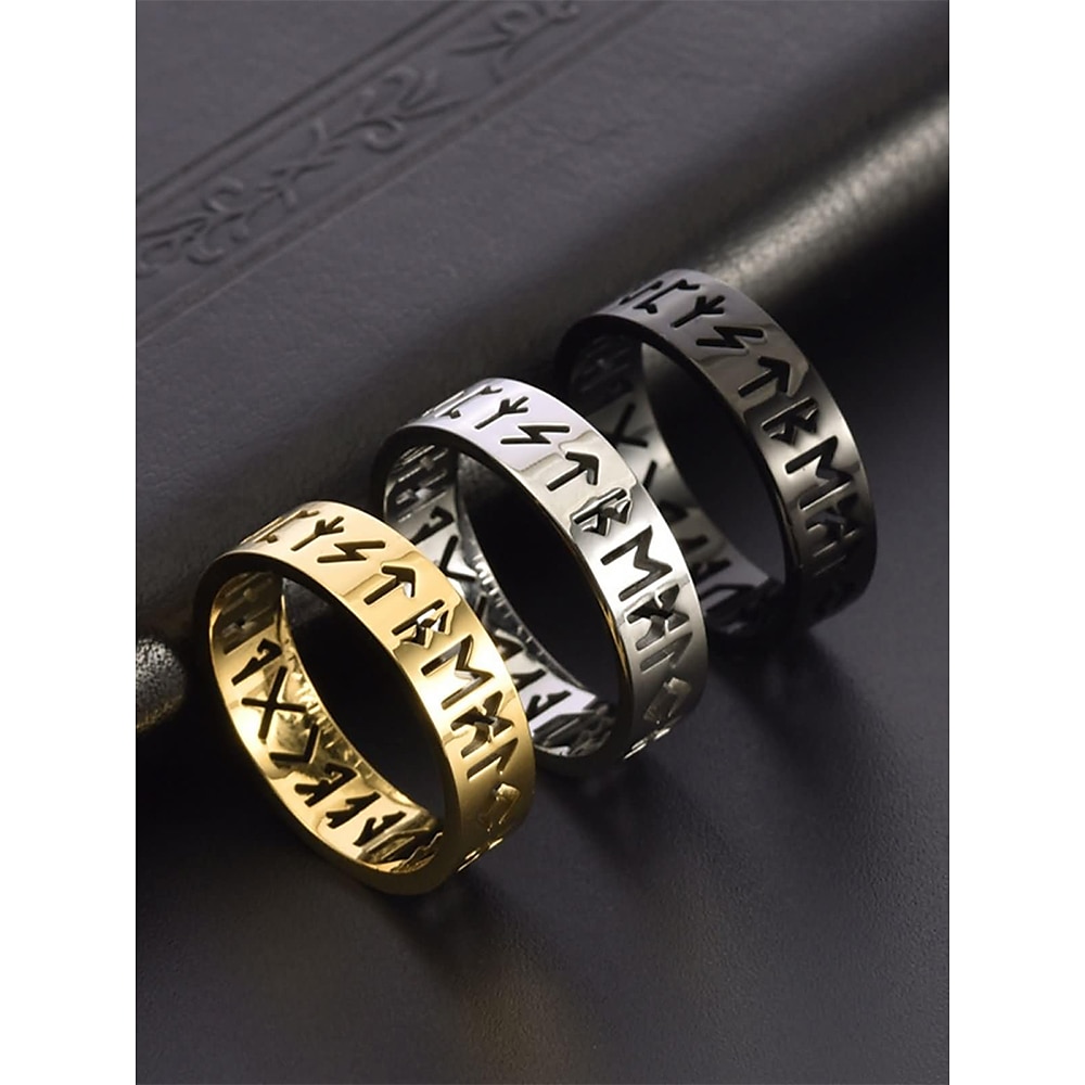 Herren Ring Silber Rotgold Schwarz Edelstahl Cool Täglich Vikinger Lightinthebox