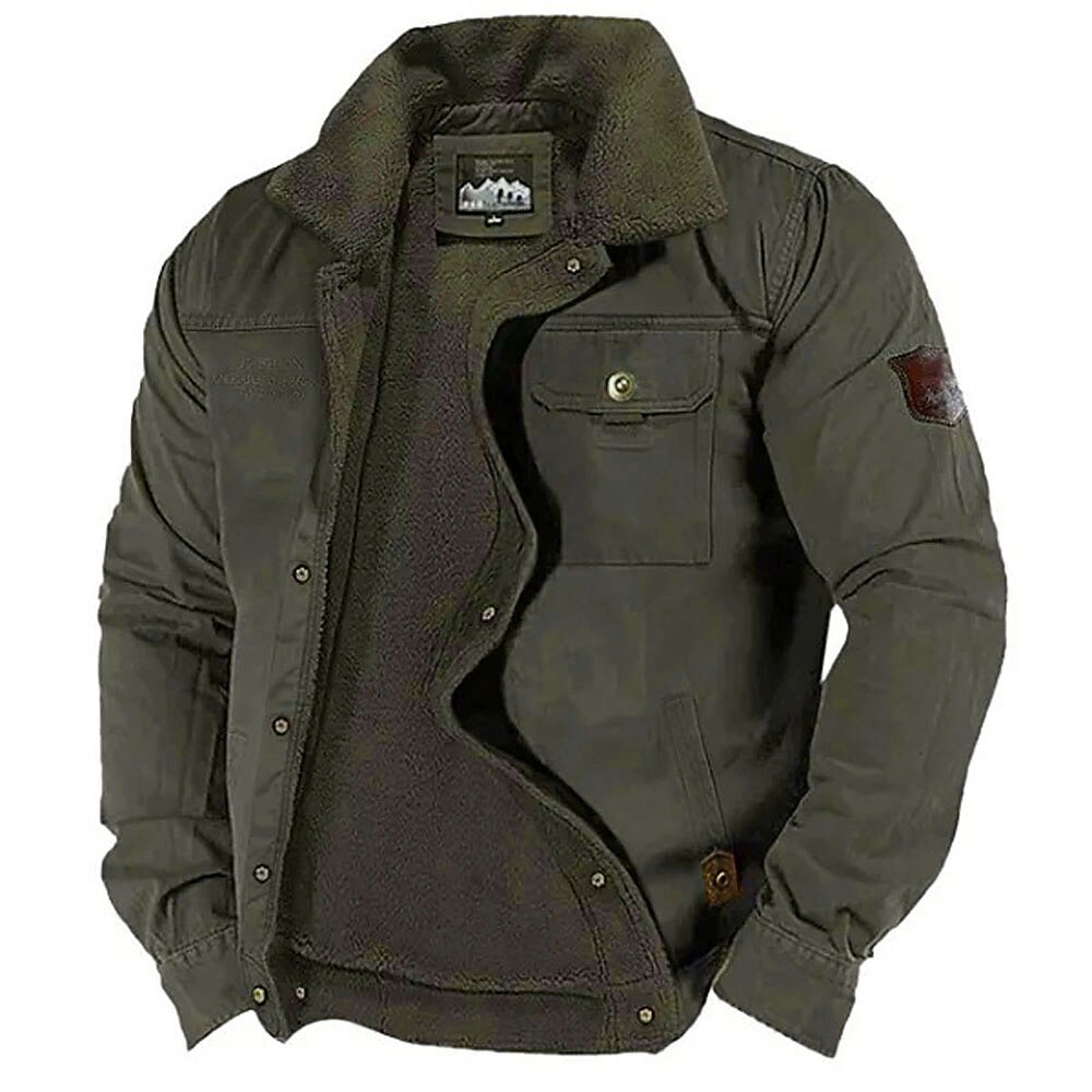 Herren Graphic Daunenjacke puffer jacket Wasserdicht Regendicht Vintage Brautkleider schlicht Täglich Festtage Ausgehen Tasche Herbst Winter Umlegekragen Langarm Tintenblau Kaki Armeegrün Lightinthebox