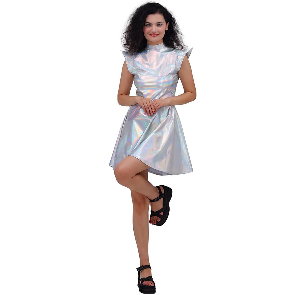 1980er HipHop Glänzend Metallisch Kleid Disco Damen Karnevalskostüm Halloween Karneval Leistung Party Junggesellinnenabschiedsparty Erwachsene Kleid Lightinthebox