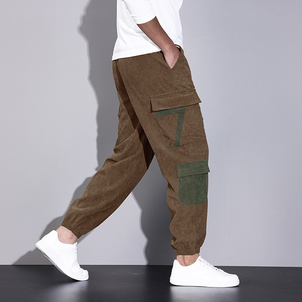 Herren Cargohose Cargohosen Cordhose Hose Hosen Elastische Taille Multi Pocket Elastischer Ärmelbund Farbblock tragbar Outdoor Täglich Campen und Wandern Modisch Klassisch Armeegrün Schwarz Lightinthebox