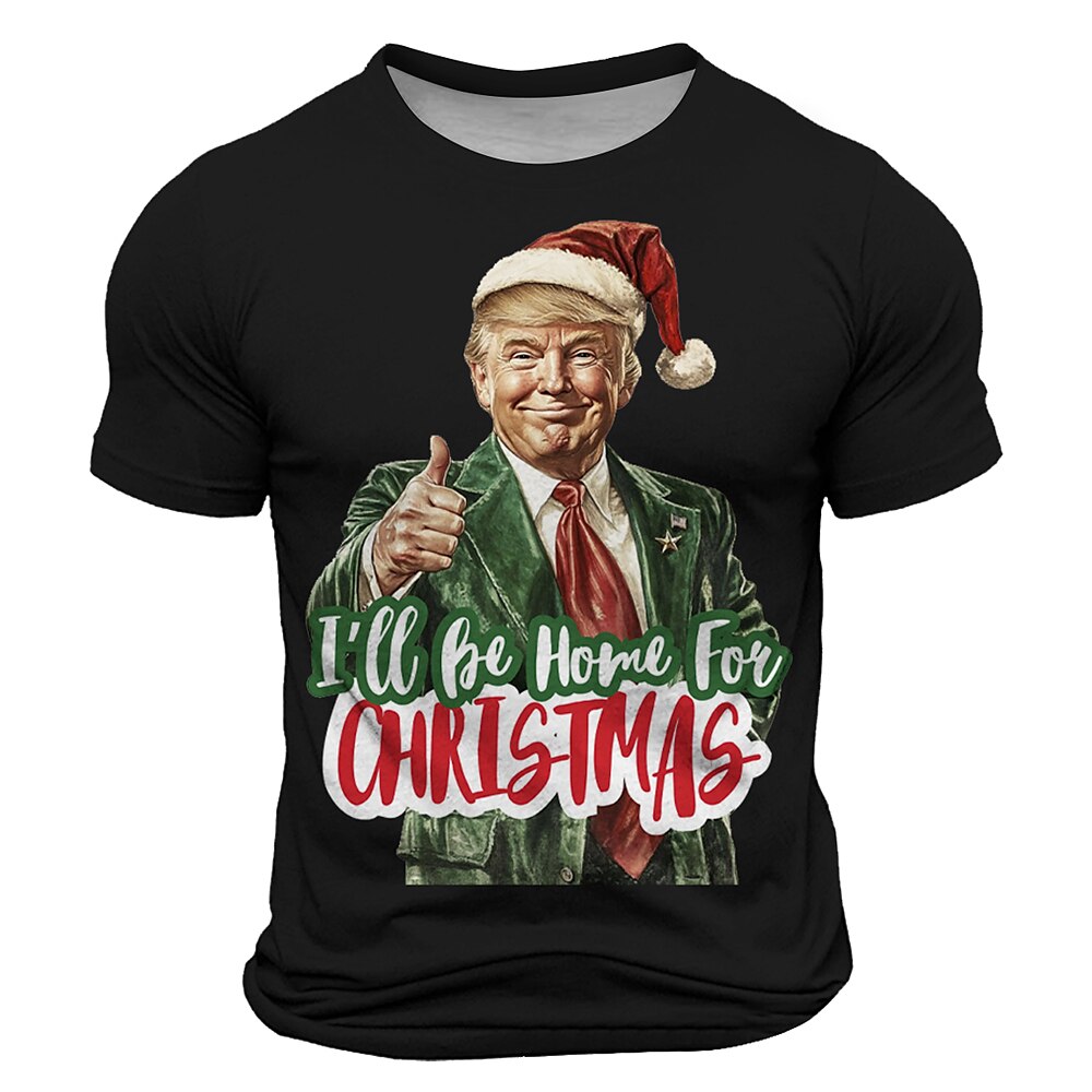 Weihnachts-T-Shirt für Herren mit dem Aufdruck „Make America Great Again" von Trump, kurzärmeliges T-Shirt mit 3D-Aufdruck und Rundhalsausschnitt, modisch, Freizeitkleidung, Straßensport, Outdoor, Lightinthebox