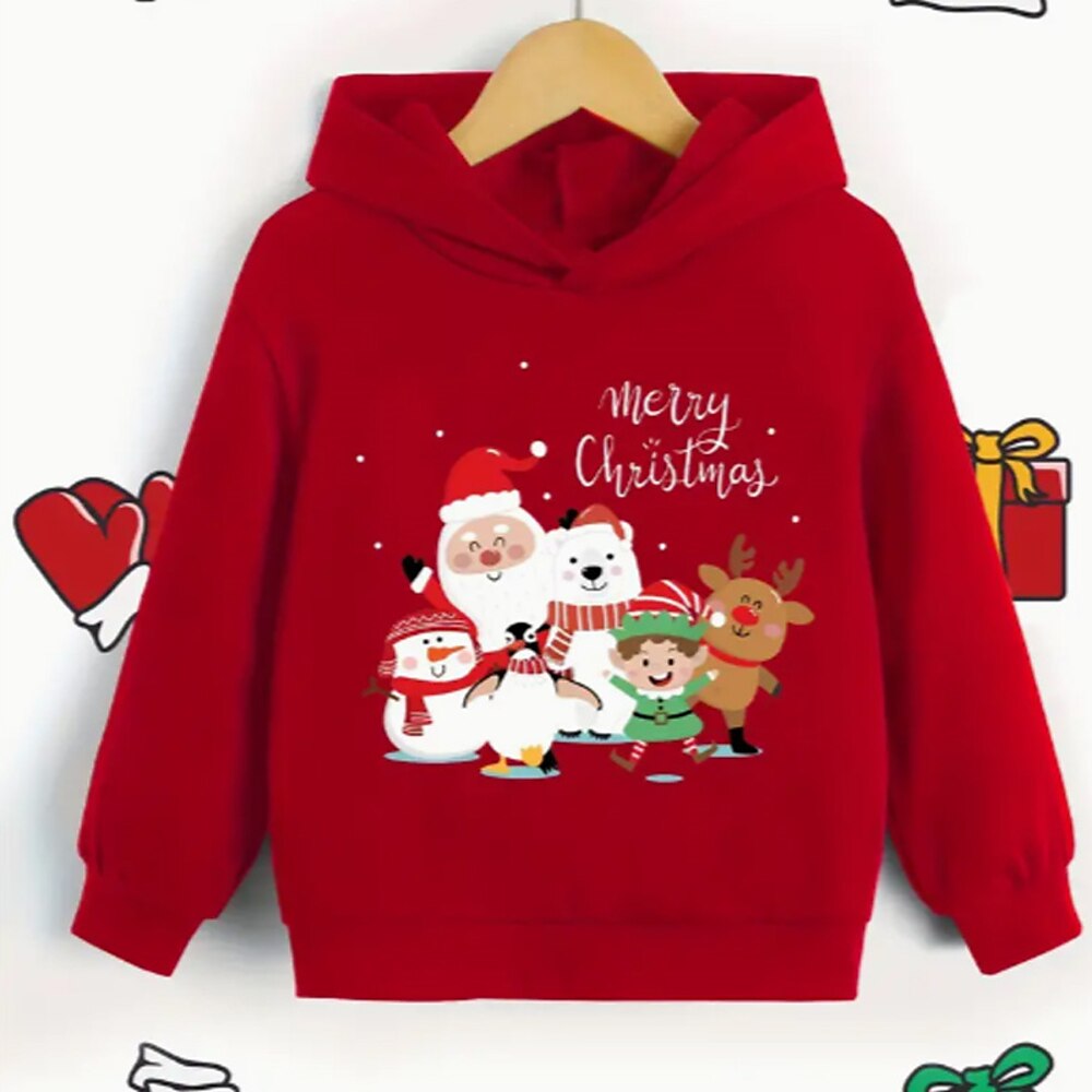 kinderkleidung Mädchen Weihnachts-Kapuzenshirt Kapuzenshirt Weihnachtsmann Emoji Langarm Frühling Herbst Modisch Täglich Baumwolle Weihnachten Outdoor Casual Lightinthebox