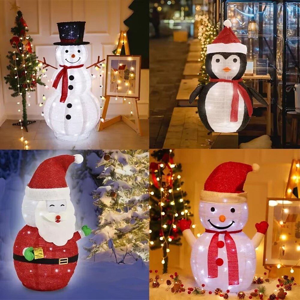 Weihnachtsmann Lichterkette Faltbare Schneemannleuchte Outdoor Wasserdicht Batteriebetrieben Weihnachtsfeier Hausgarten Pinguin Winterdekoration Lampe Lightinthebox