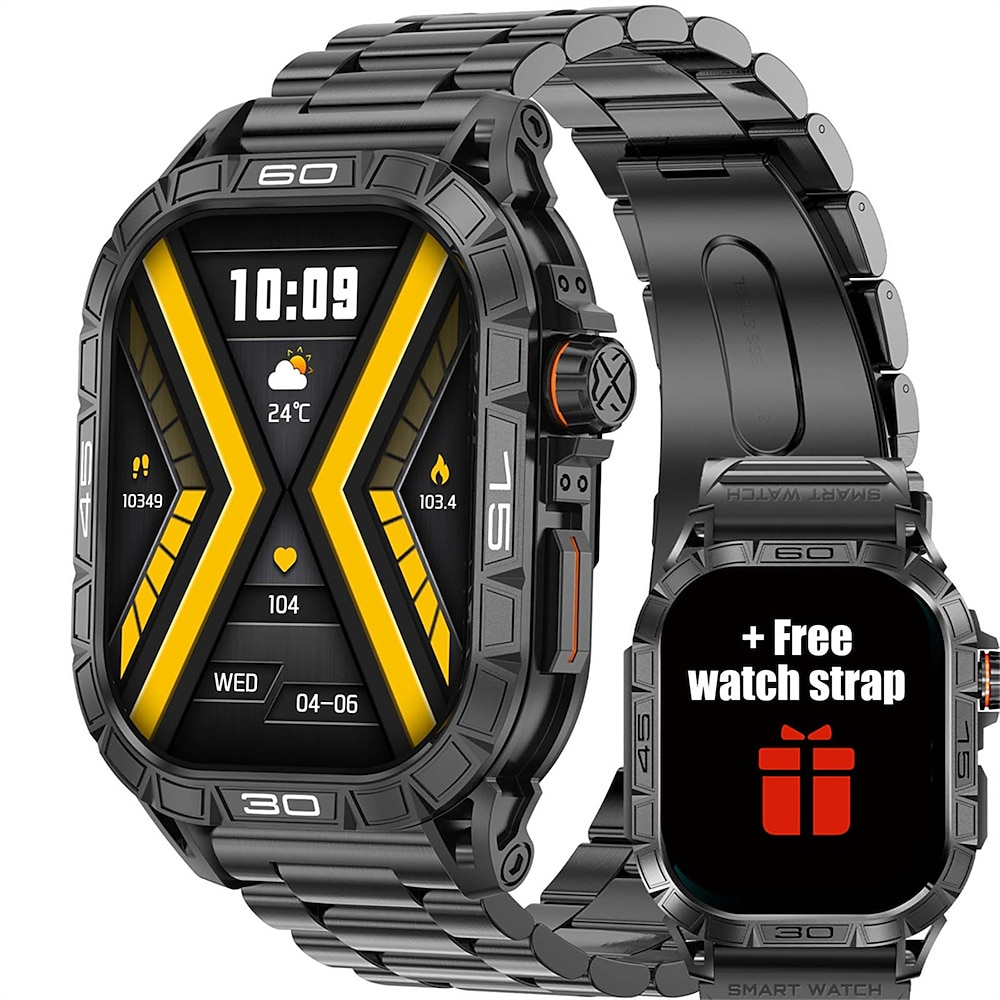 K63 Smart Watch 1,96 AMOLED-Bildschirm Bluetooth-Anruf Sport-Tracker 380 mAh langer Standby-Gesundheitsmonitor Herren Smartwatch Lightinthebox