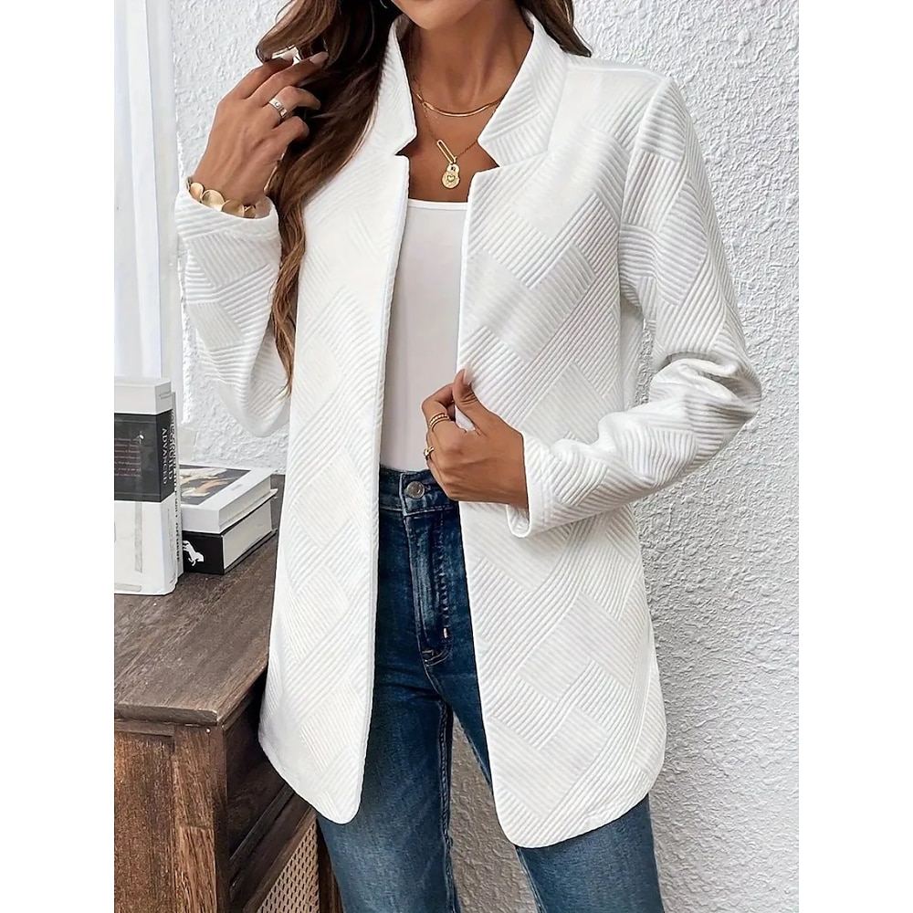 Damen Blazer Sakko Arbeit Schmaler Schnitt Feste Farbe Atmungsaktiv OL-Stil Regular Fit Oberbekleidung Langarm Herbst Weiß S Lightinthebox