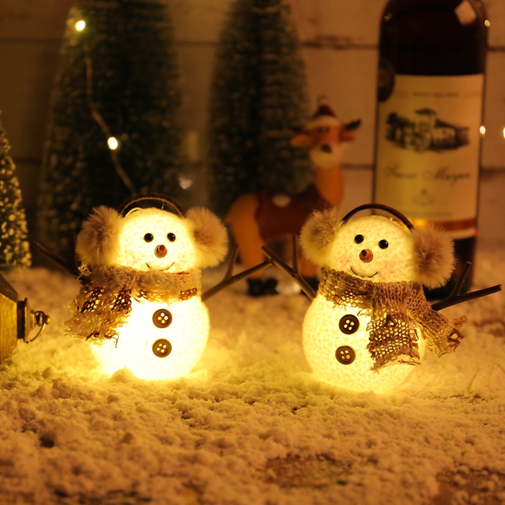 1 Stück LED-Weihnachts-Schneemann-Plüschpuppen, beleuchtete Schneemannfiguren für Christbaumschmuck, Weihnachtsparty-Dekor Lightinthebox