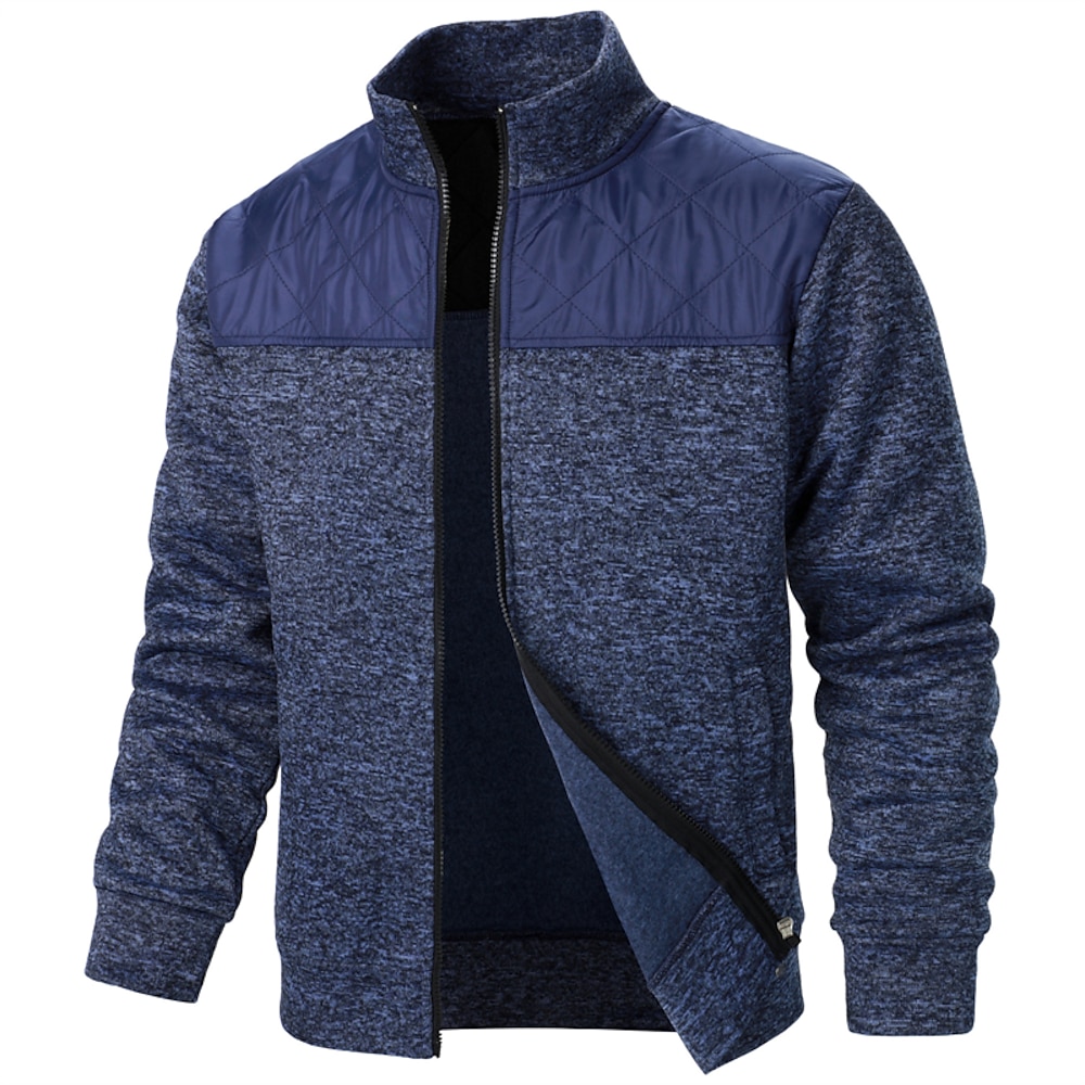 Herren Kleid Pullover Strickjacke Zip Pullover Reißverschluss Pullover Jacke Gerippt Stricken Standard Strick Feste Farbe Ständer Warm-Ups Casual Freizeitskleidung Bekleidung Sommer Herbst Schwarz Lightinthebox