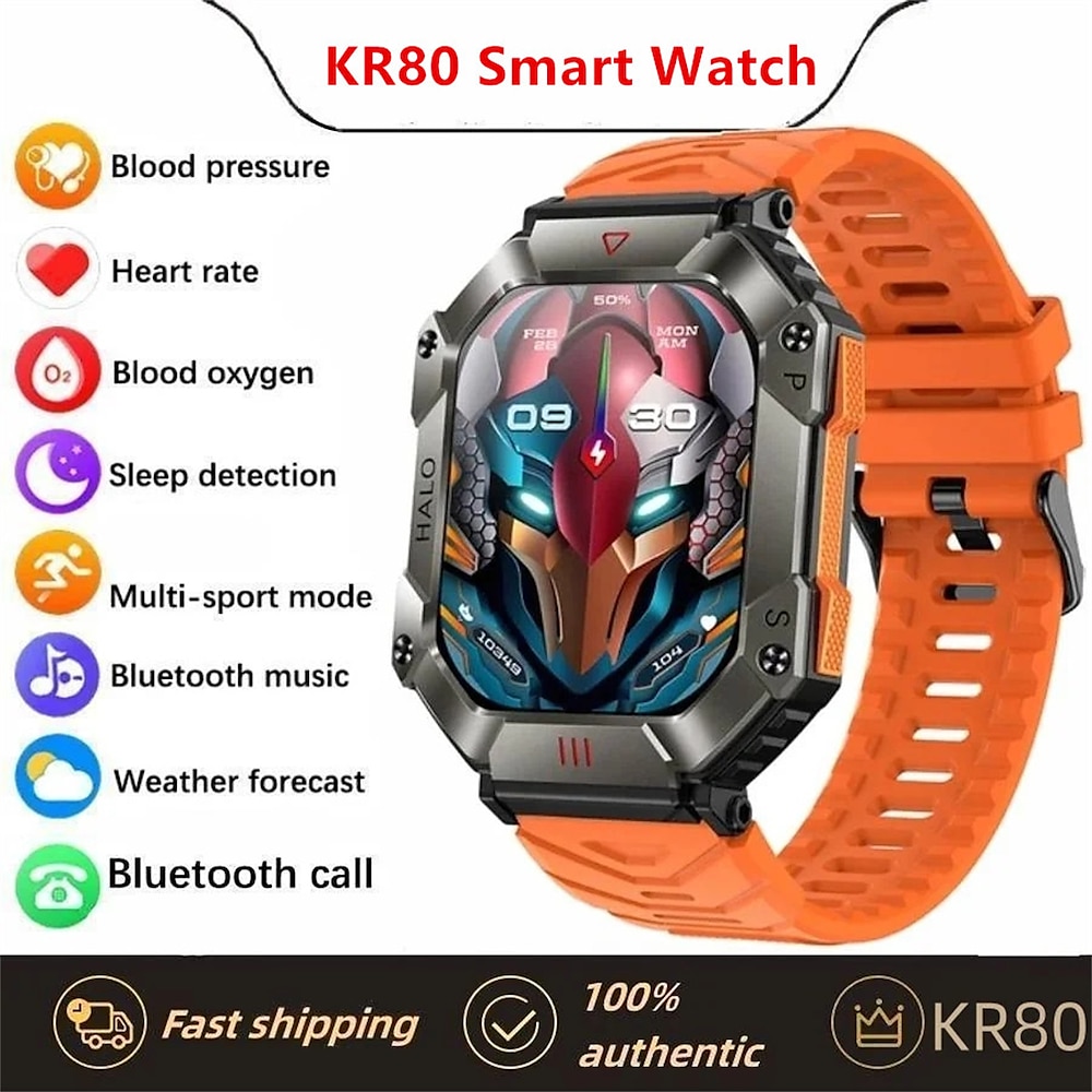 KR80 Smart Watch Herren 2,0 Zoll großer Bildschirm Kompass 650 mAh Bluetooth Anruf Outdoor Sportuhren Fitness Smartwatch Lightinthebox