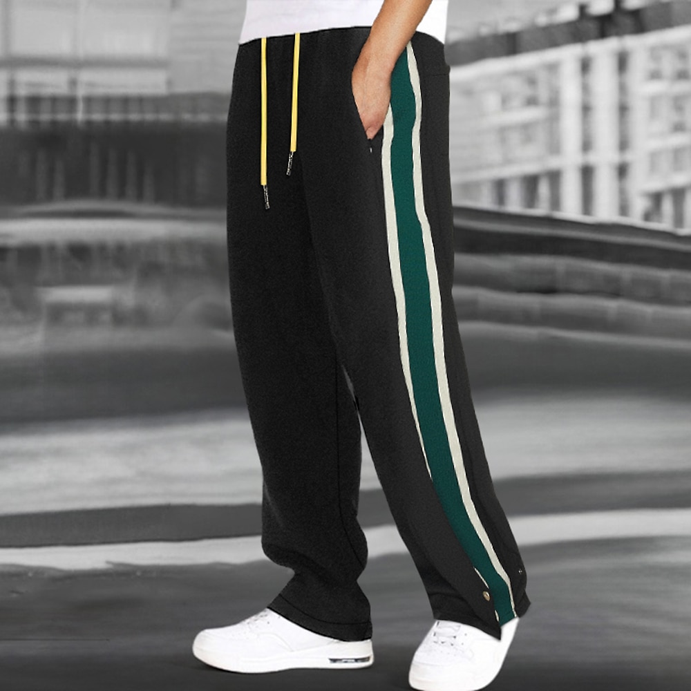 Herren Jogginghose Trainingshose Jogginghose Jogger Hose Hosen Jogginghose mit geradem Bein Ausgestellte Jogginghose Kordelzug Seitenstreifen Elastische Taille Farbblock Komfort Warm In voller Länge Lightinthebox