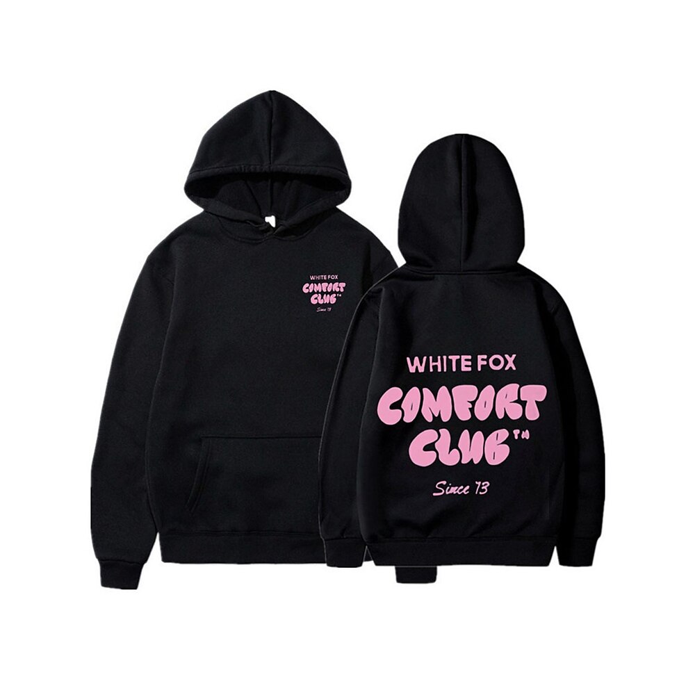 Damen Hoodie Sweatshirt Kapuze Brautkleider schlicht Polyester Buchstabe Strasse Alltagskleidung Kapuzenpullover Tasche Bedruckt Langarm Schwarz Weiß Rosa Herbst Winter Lightinthebox