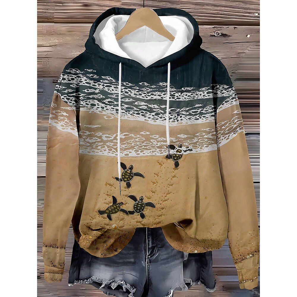 Damen Pullover Casual Animal Street Alltagskleidung Kapuzendruck Langarm Gelb Herbst Winter Lightinthebox