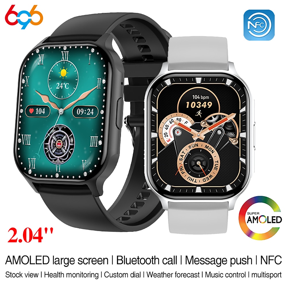 696 HK26 Smartwatch 2.04 Zoll Smart-Armband Bluetooth Schrittzähler Anruferinnerung Schlaf-Tracker Kompatibel mit Android iOS Damen Freisprechanlage Nachrichterinnerung Kamera Kontrolle IPX-0 40mm Lightinthebox