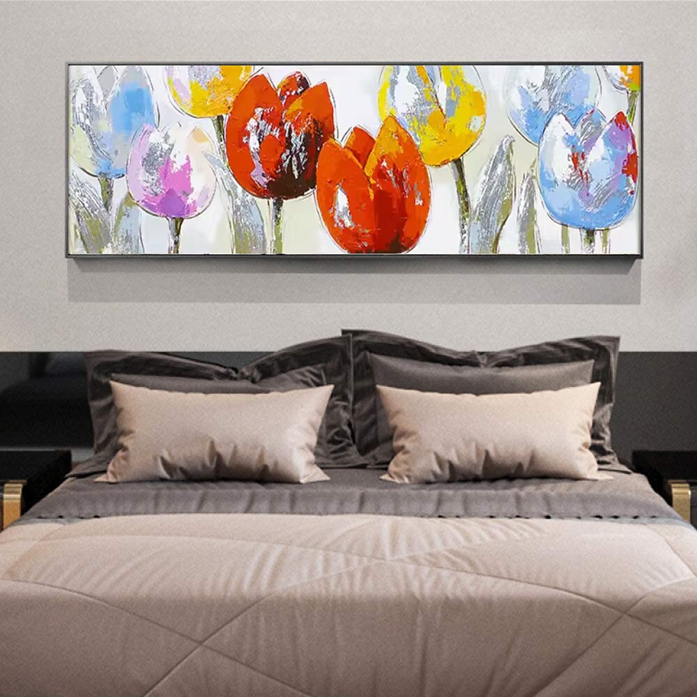 handgefertigte Ölgemälde Leinwand Wandkunst Dekoration moderne abstrakte Tulpenblume dekorative Malerei für Wohnkultur gerollte rahmenlose ungedehnte Malerei Lightinthebox