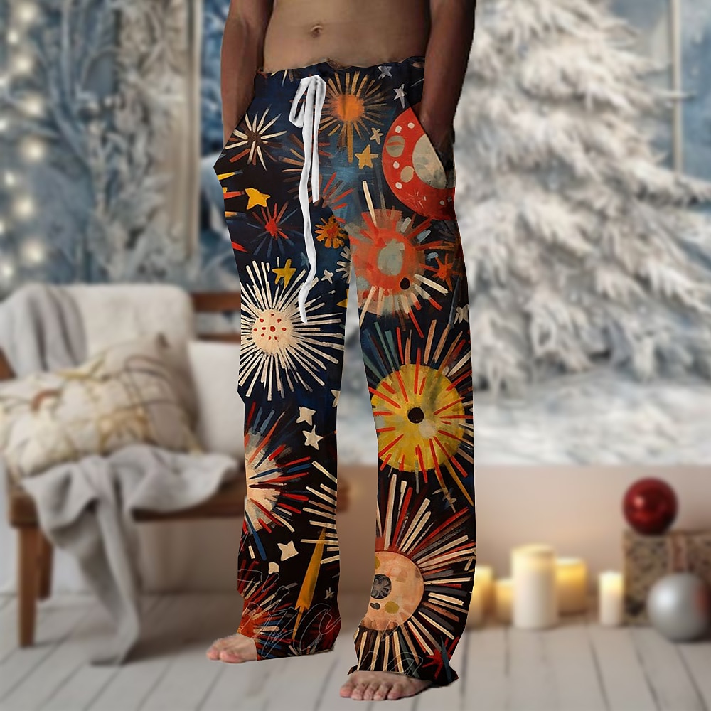 Herren Blumen Bemalt Hosen Hose Mittlere Taillenlinie Elastischer Kordelzug in der Taille Hawaiianisch Brautkleider schlicht Outdoor Party-Abendgarderobe Festtage Hose mit geradem Bein Sommer Lightinthebox