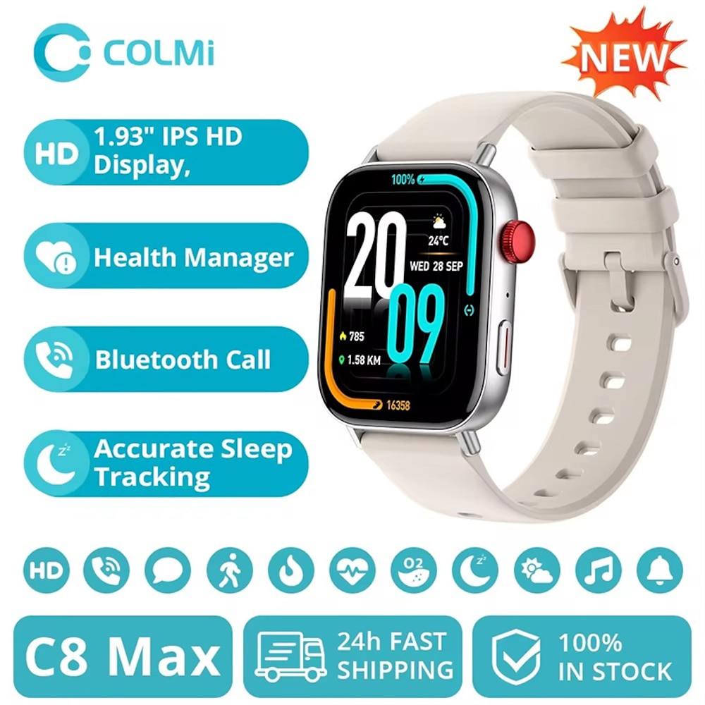 neue Colmi C8 Max Smart Watch mit Sprachanrufen, 1,93 Zoll großes HD-Farbdisplay, Gesundheits- und Fitness-Tracking-Smartwatch für Männer und Frauen Lightinthebox