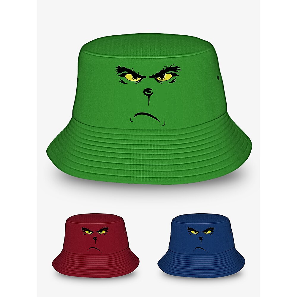 grüner Bucket Hat mit Grumpy Face - Unisex-Sommermütze für Outdoor, Streetwear und Casual-Styles Lightinthebox