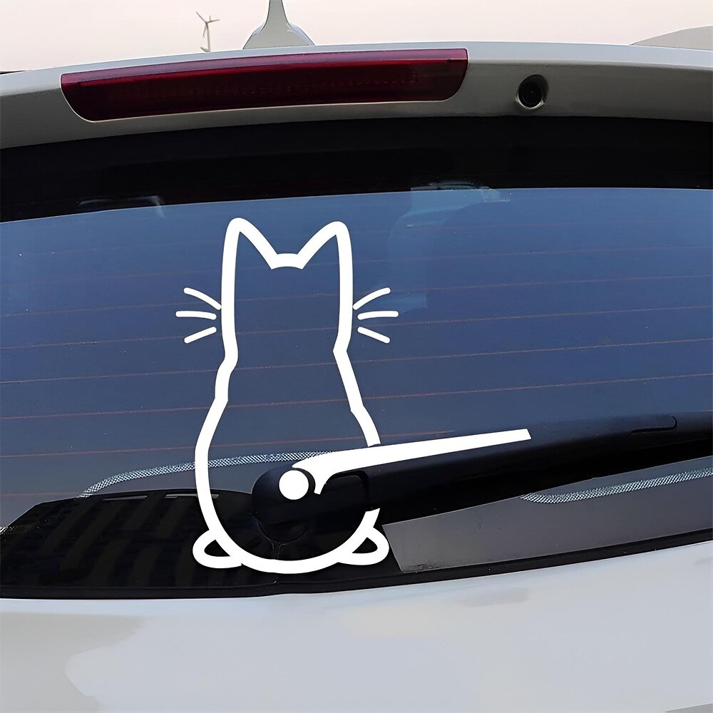 süßes Kätzchen Katze Auto Scheibenwischer Kunst Aufkleber Dekor schöne Tier Katze Wandbild Kunst Aufkleber für Auto Heckscheibenwischer Lightinthebox