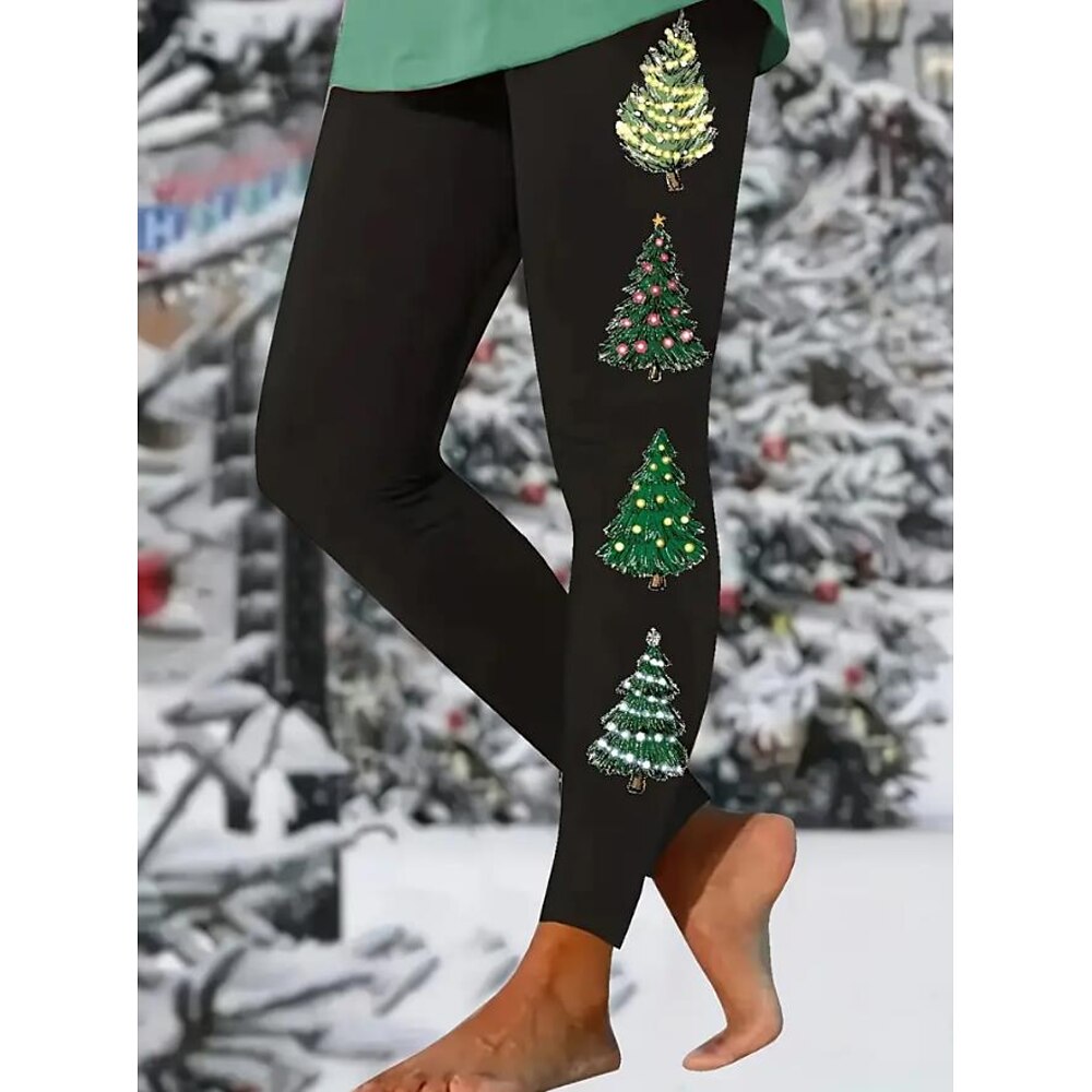 Damen Leggins Weihnachten Hoher Taillenbund In voller Länge Schwarz Herbst Lightinthebox