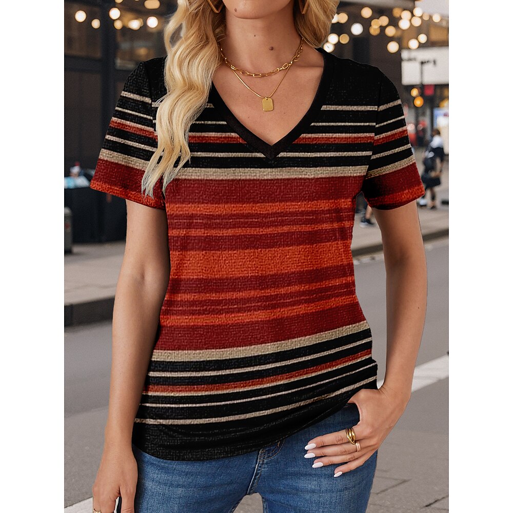 Damen T Shirt Täglich Stilvoll Brautkleider schlicht Kurzarm Rote Sommer Frühling Lightinthebox