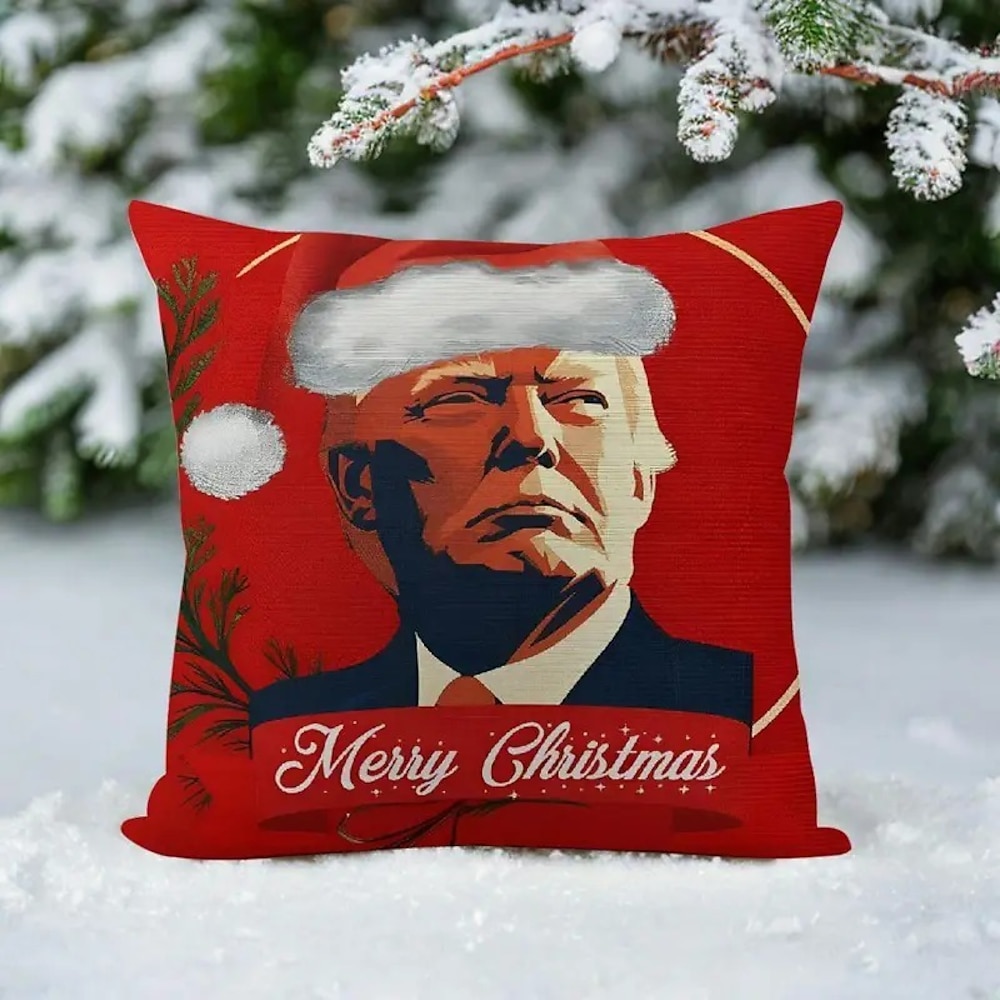 Dekorativer Kissenbezug mit der Aufschrift „Trump Make Christmas Great Again", 1 Stück, weicher, quadratischer Kissenbezug für Schlafzimmer, Wohnzimmer, Sofa, Couch, Stuhl Lightinthebox