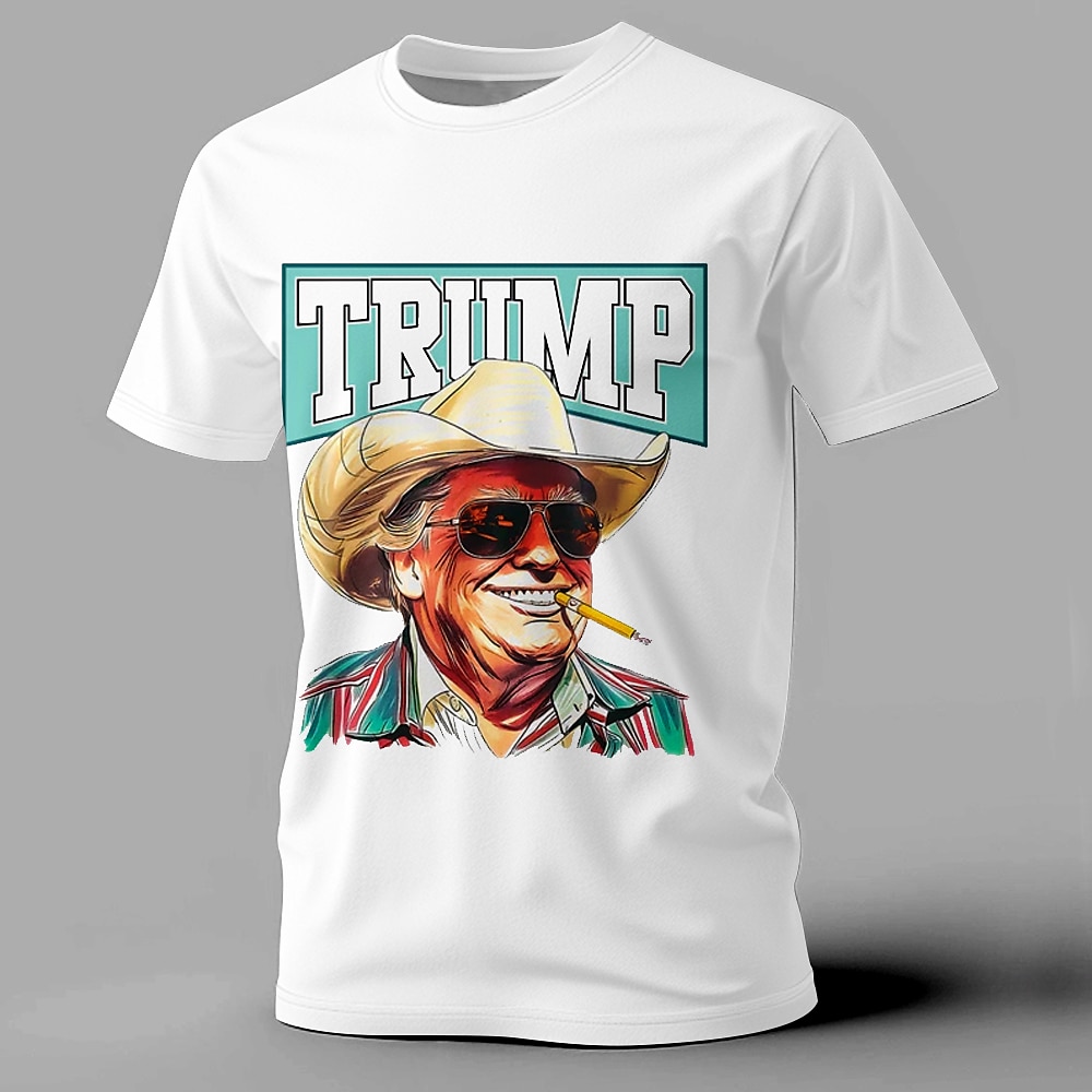 Herren Trumpf T Shirt Kurzarm T-Shirt 3D-Druck Rundhalsausschnitt Hemd Modisch Athleisure Strasse Sports Outdoor Täglich Weiß Sommer Frühling Bekleidung S M L XL XXL XXXL Lightinthebox