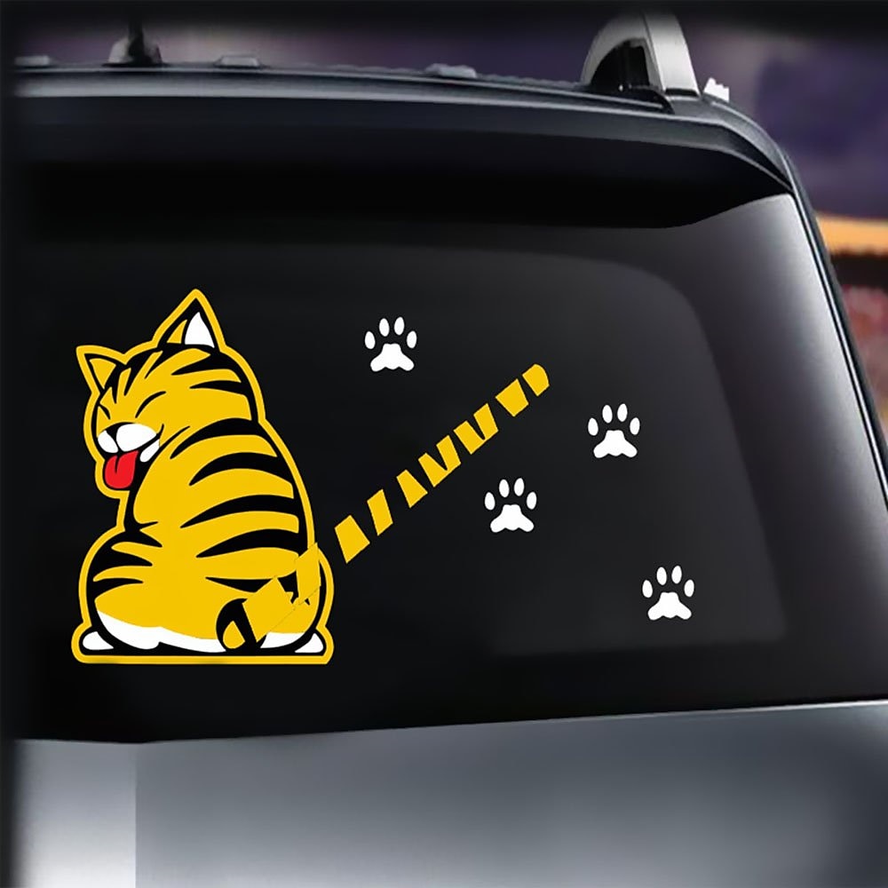 Cartoon Katze bewegt Schwanz Pfoten Aufkleber Fenster reflektierende Folie Auto Aufkleber Heckscheibenwischer lustige Außen Styling Windschutzscheibe Auto Fahrzeug Dekoration Lightinthebox